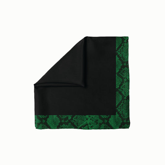 Black With Emerald Snakeskin Border Head Scarf