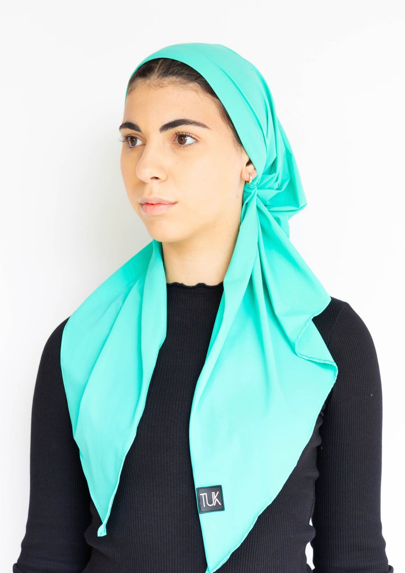 Teal Bathing Suit Headscarf (with velvet + silicone Grip Band)