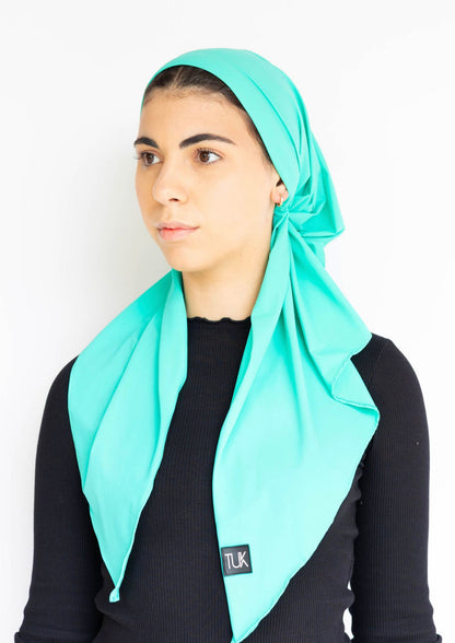 Teal Bathing Suit Headscarf (with velvet + silicone Grip Band)